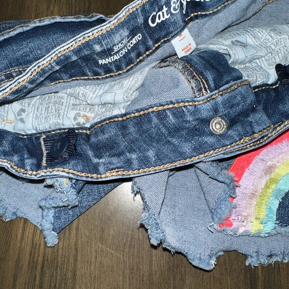 DENIM JEAN SHORTS 2 PAIRS KIDS COLORFUL FUN ADJUSTABLE WAIST - Picture 10 of 11